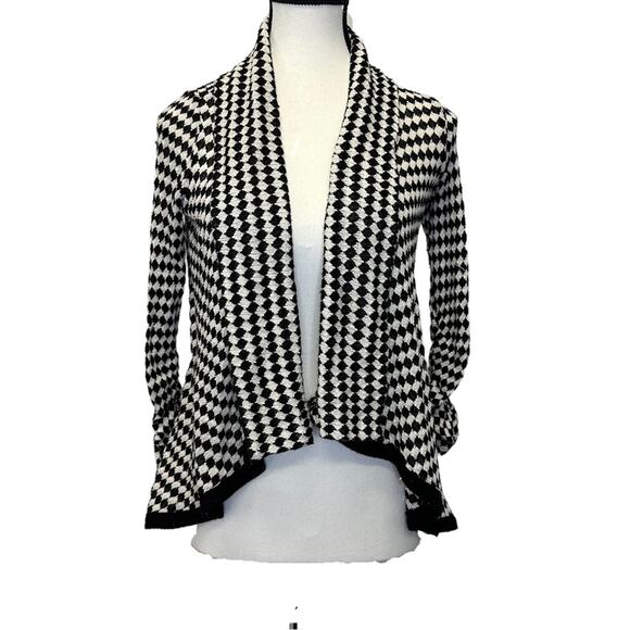 Mauve Black & White Open Front Cardigan Sweater - Size S - Picture 1 of 7